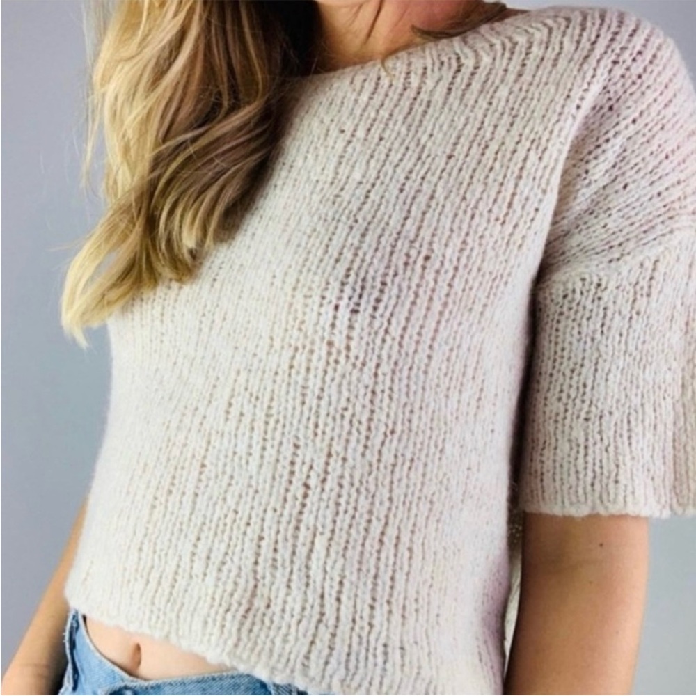 ZARA Knit Italian Yarn Short Sleeve Wool Blend Sweater Small